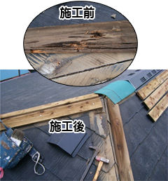 Photo 屋根の下地材の修理